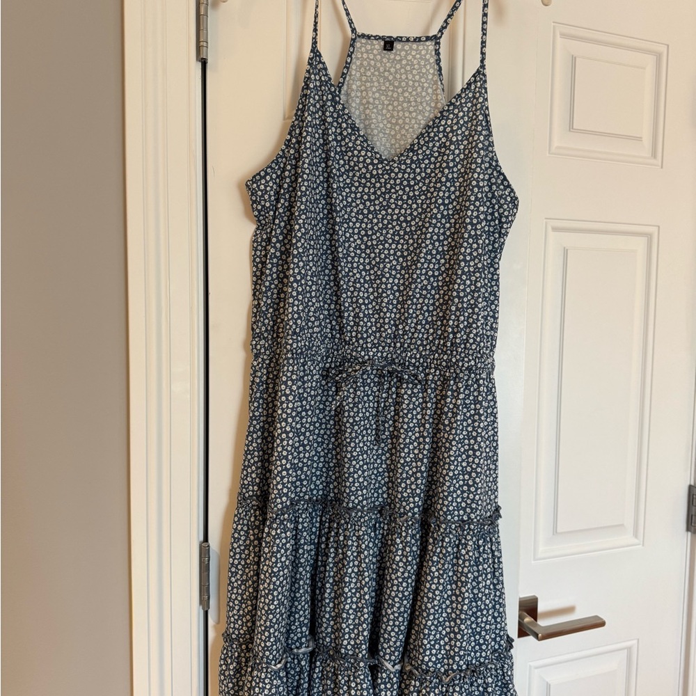 Floral Blue Spaghetti Strap Dress